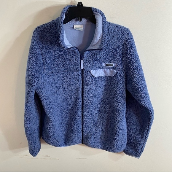 Columbia Sherpa Full Zip Jacket Large Blue Women’s Sweatshirt - Picture 2 of 7